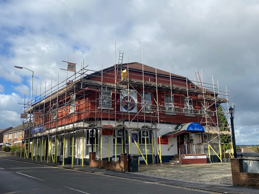 Atlas Scaffolding Limited erected scaffolding around Excellent Bilash Restaurant for repairs.