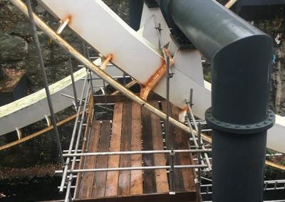 An example of Atlas Scaffolding Limited's work at Alton Towers Amusement Park showcasing a platform on one of the rollercoasters.