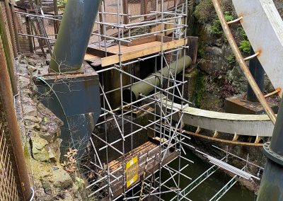 An example of Atlas Scaffolding Limited's work at Alton Towers Amusement Park on one of the rides.