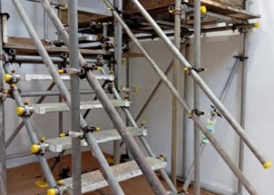 A temporary staircase.